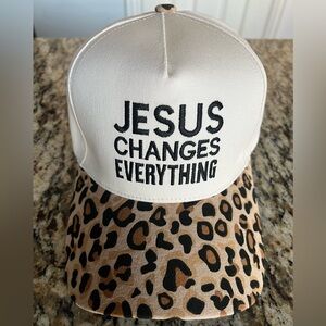 Leopard Print 'Jesus Changes Everything' Trucker Hat